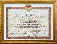 Bằng khen của Ủy ban nhân dân Thành phố vì đã có thành tích xuất sắc 2 năm liên tục trong “Phong trào thi đua của thành phố” (2008 - 2009).
