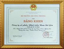 Bằng khen của Bộ Công thương.