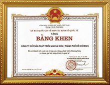Bằng khen của Uỷ ban quốc gia về hợp tác kinh tế quốc tế.