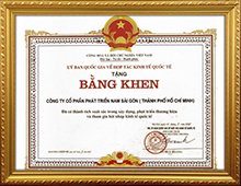 Bằng khen Uỷ Ban Quốc gia về hợp tác kinh tế quốc tế