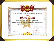 Bằng khen Uỷ Ban Trung Ương Hội doanh nghiệp trẻ